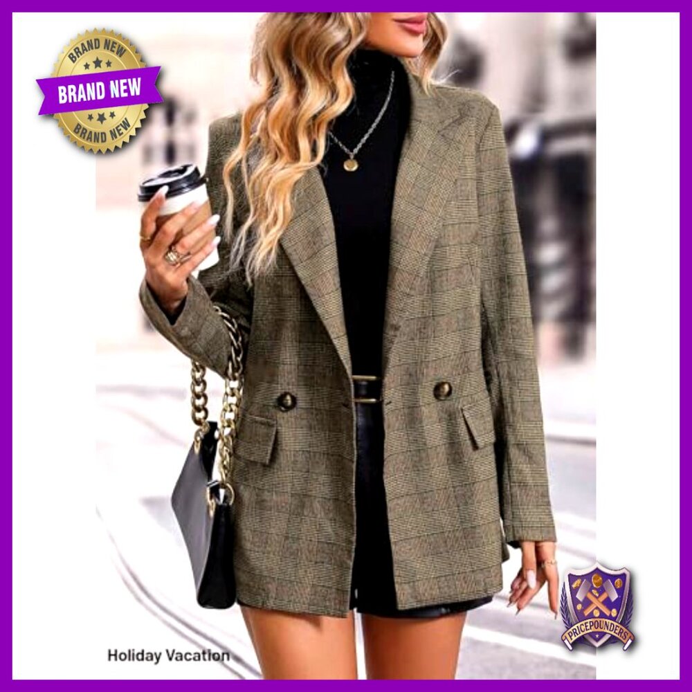 Plaid Houndstooth Blazer Fully Lined Button Lapel… - image 4